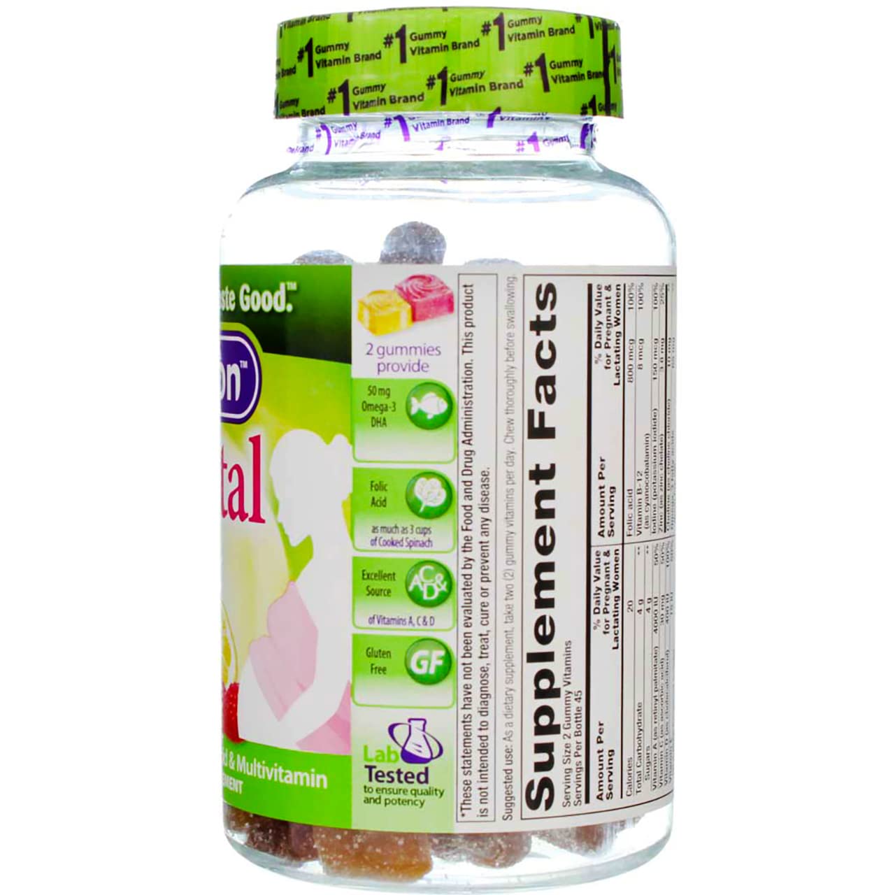 Vitafusion PreNatal gomitas sabor limón y frambuesa vista frontal
