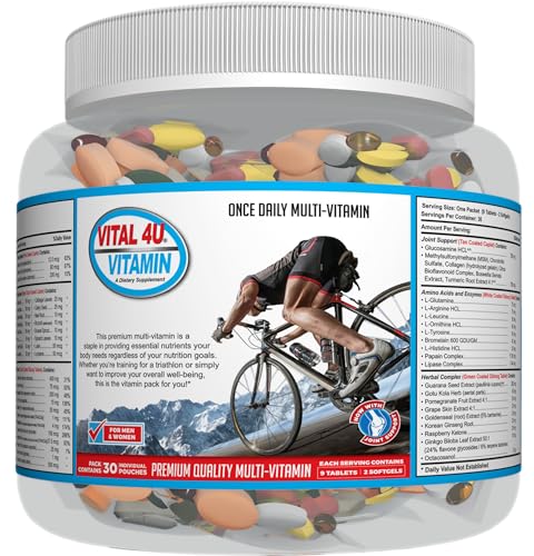 VITAL 4U frasco de multivitamínico premium para hombres y mujeres.