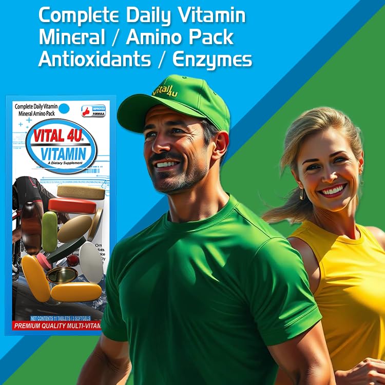 Pareja disfrutando de vitaminas Vital 4U al aire libre.