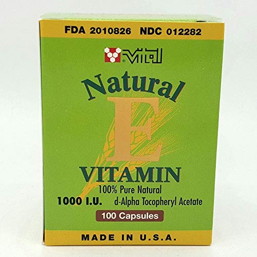 Vital Natural Vitamina E 1000 IU frasco de 100 cápsulas antioxidantes
