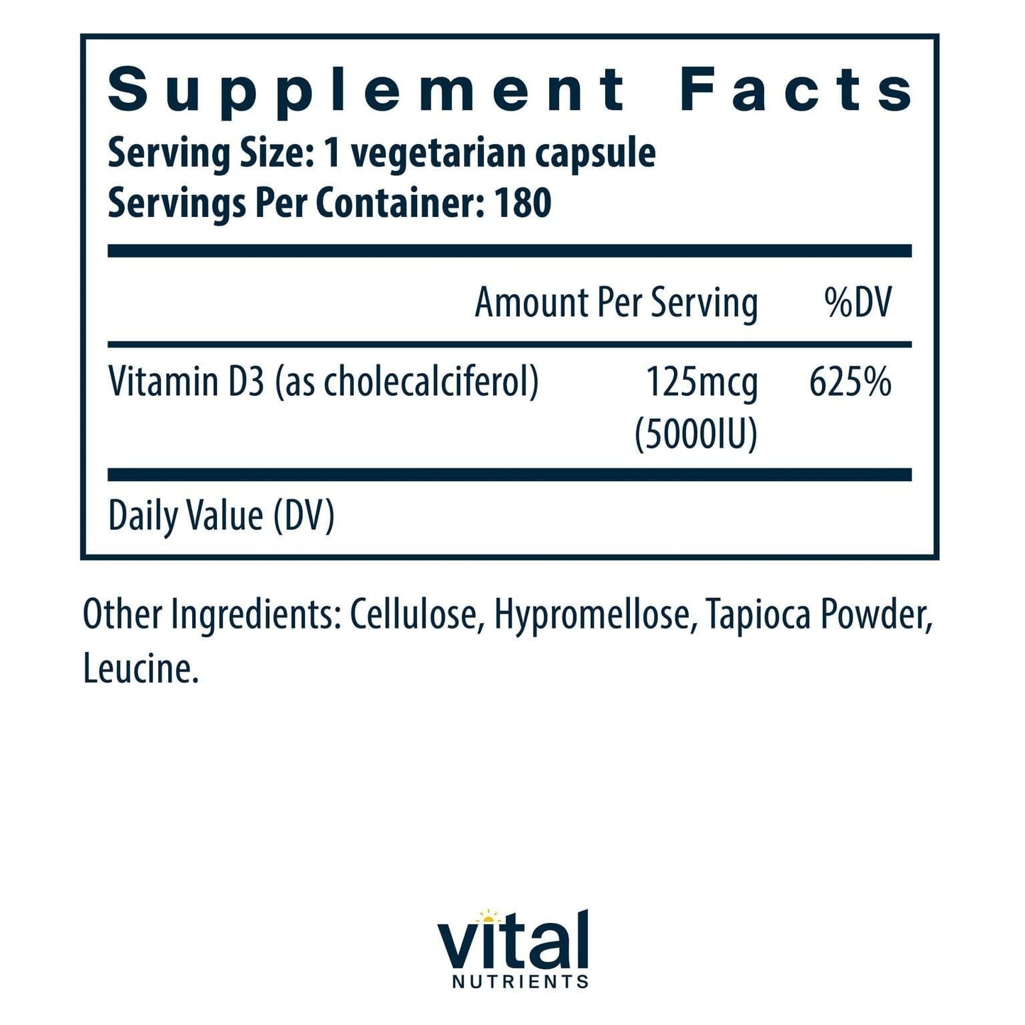 Vital Nutrients cápsulas de vitamina d3 180 unidades
