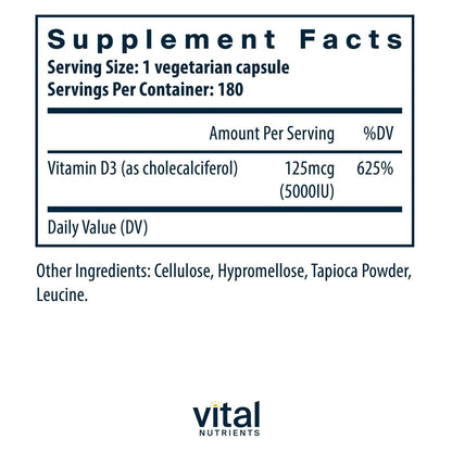 Vital Nutrients cápsulas de vitamina d3 180 unidades