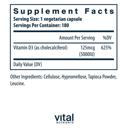 Vital Nutrients cápsulas de vitamina d3 180 unidades