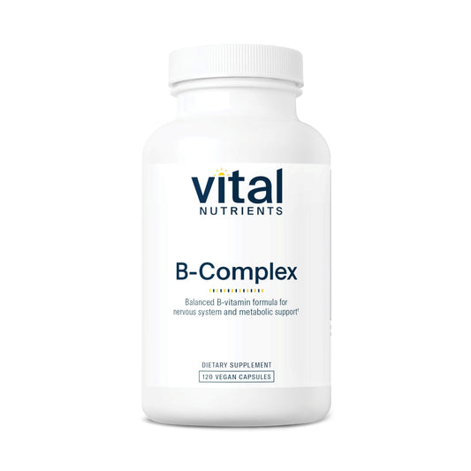 Frasco de Vital Nutrients complejo B cápsulas alto potencia veganas