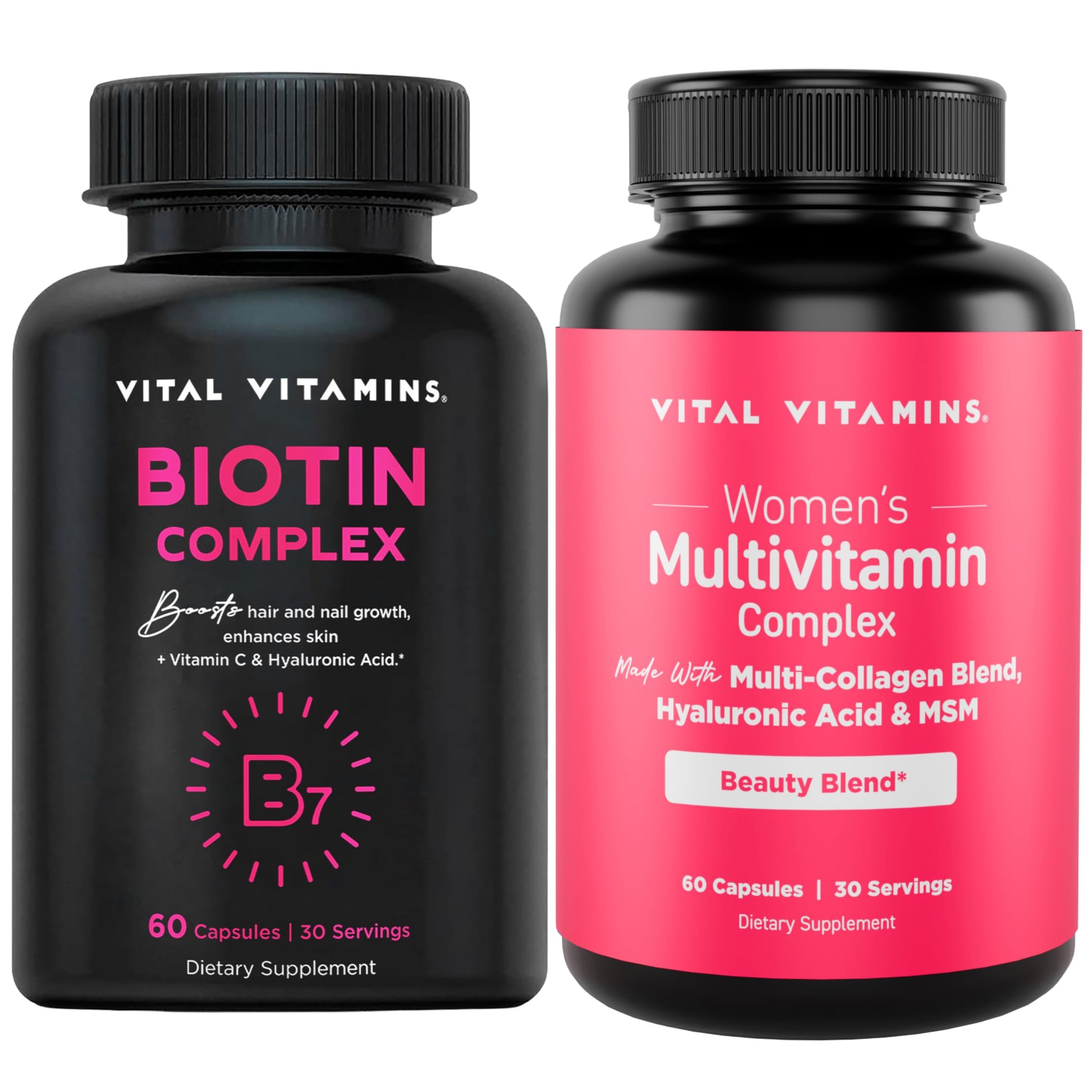 Vital Vitamins paquete biotina cápsulas y multivitamínico mujer