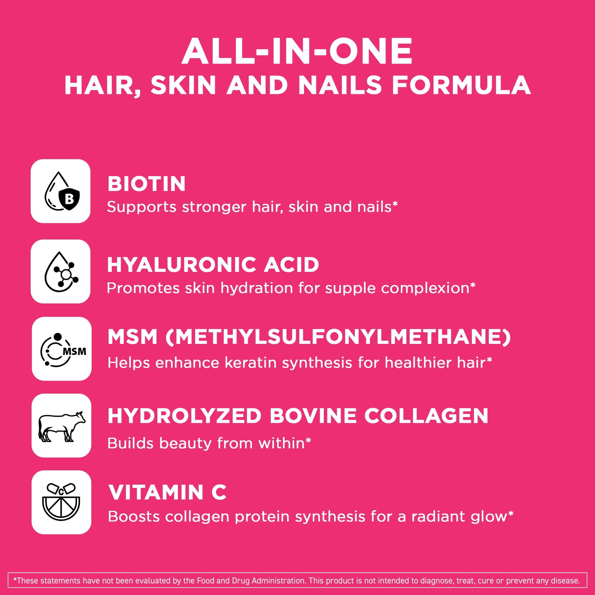 Frasco Vital Vitamins Complejo de Biotina para cabello y piel