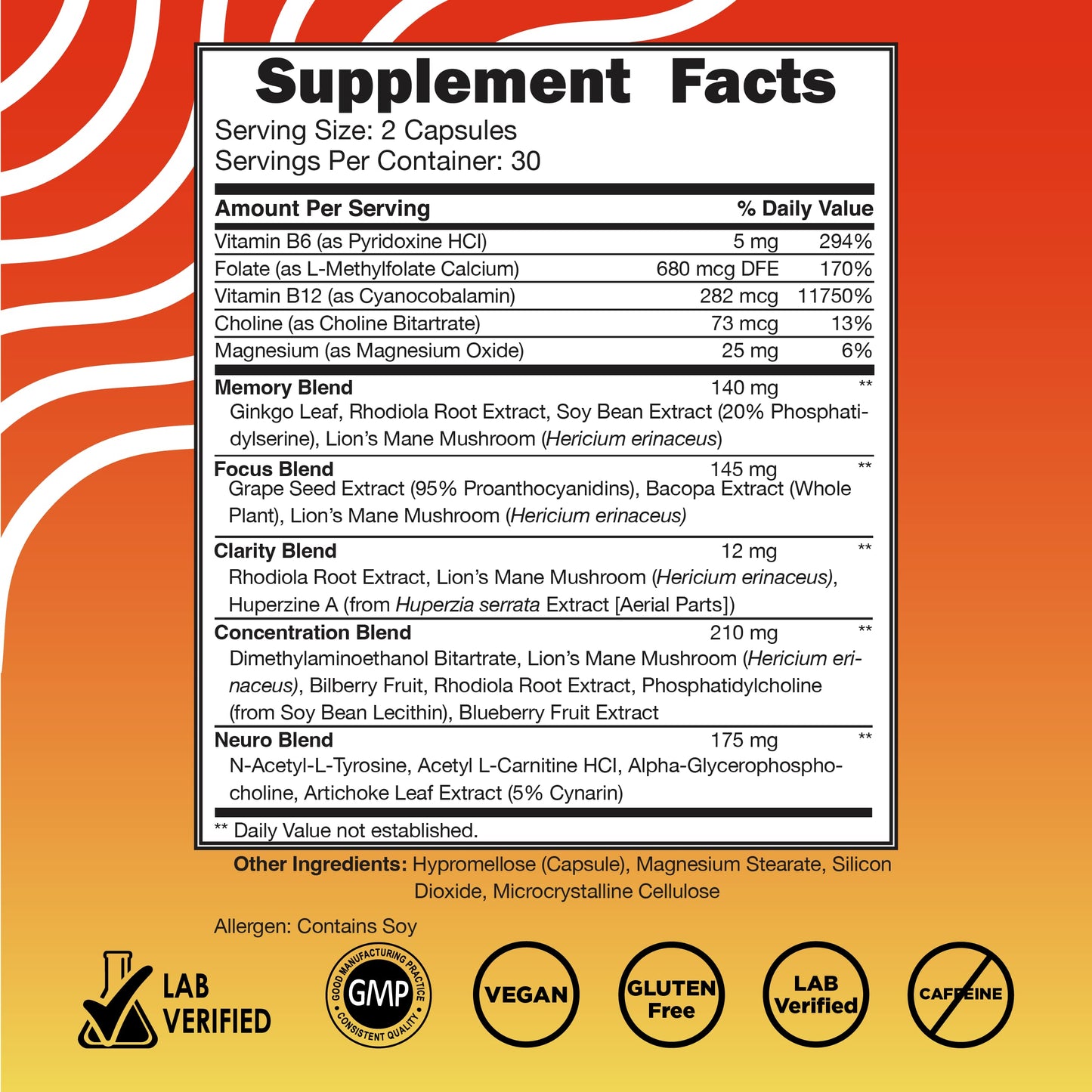 Empaque frontal Vital Vitamins Brain Booster Plus y Biotina