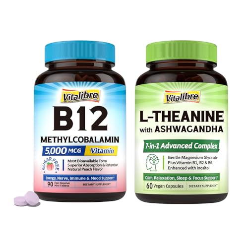 Vitalibre vitaminas B12 y L-Teanina frasco con tabletas sublinguales