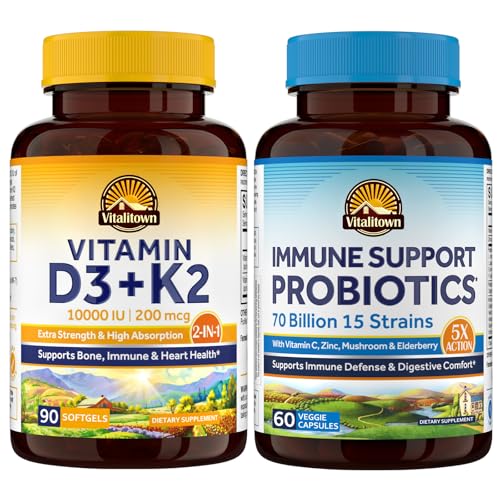 Vitalitown suplemento vitamina D3 K2 y probióticos envase