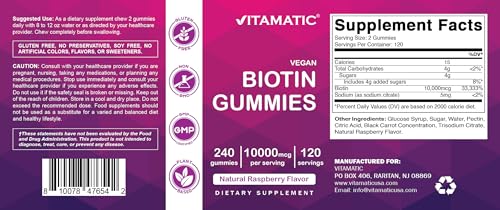 Vitamatic Gomitas de Biotina 10,000 mcg para cabello y piel
