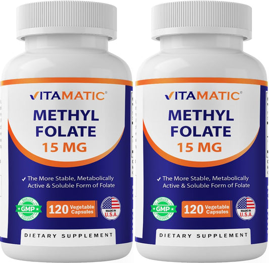 Vitamatic Metil Folato 15mg 120 Cápsulas Vegetales