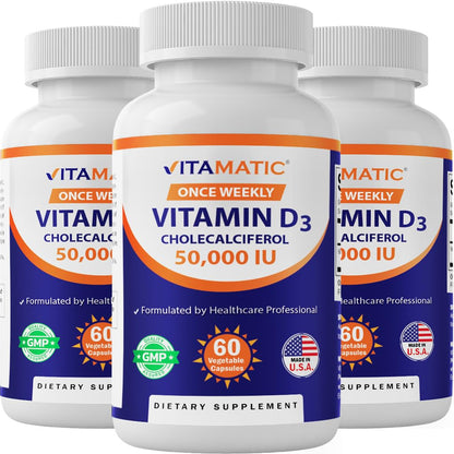 Vitamatic paquete 3 vitamina d3 50000 iu cápsulas vegetarianas