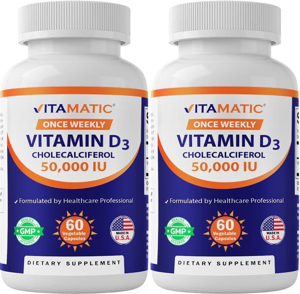 Vitamatic vitamina d3 cápsulas vegetales 50000 ui envase frontal