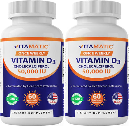 Vitamatic vitamina d3 cápsulas vegetales 50000 ui envase frontal