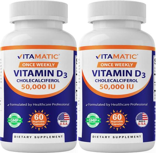 Vitamatic vitamina d3 cápsulas vegetales 50000 ui envase frontal