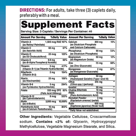 Vitamin World suplemento para belleza con biotina y vitamina A