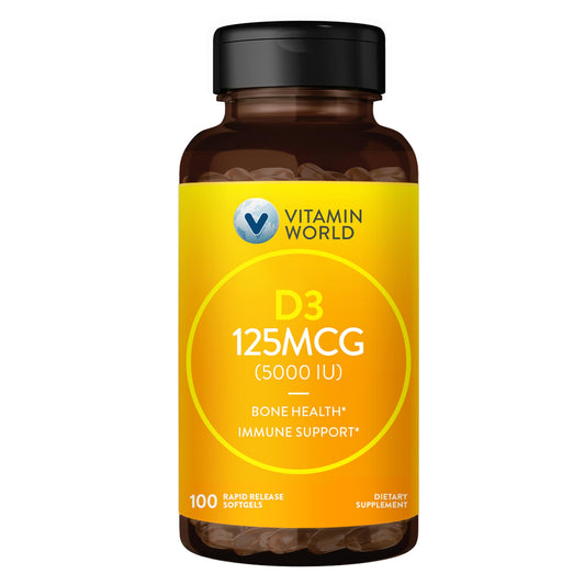 Vitamin World vitamina d3 5000 iu cápsulas blandas envase