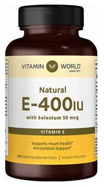 Vitamin World Vitamina E y Selenio frasco 250 cápsulas