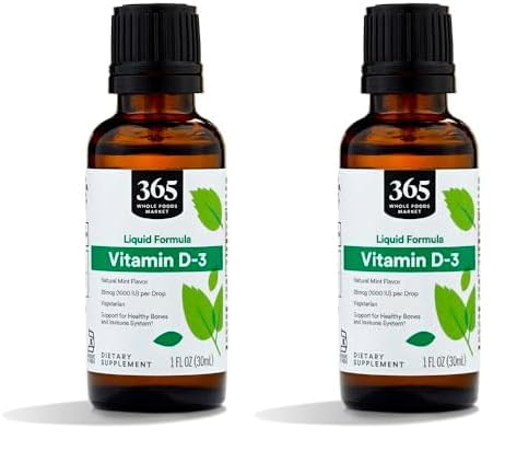 Botellas de vitamina D-3 líquida sabor menta Whole Foods