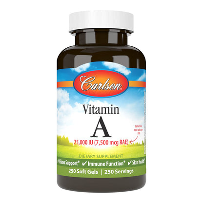 Vitamina A Carlson 250 cápsulas blandas para salud visual y piel