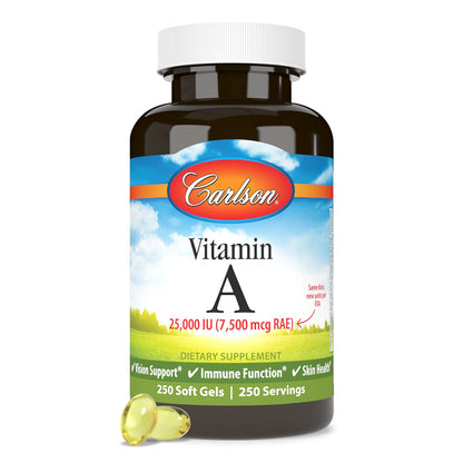 Vitamina A Carlson 25000 UI apto para adaptación ocular