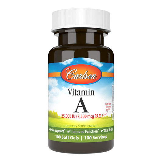 Vitamina A Carlson 25000 UI cápsulas blandas para salud visual