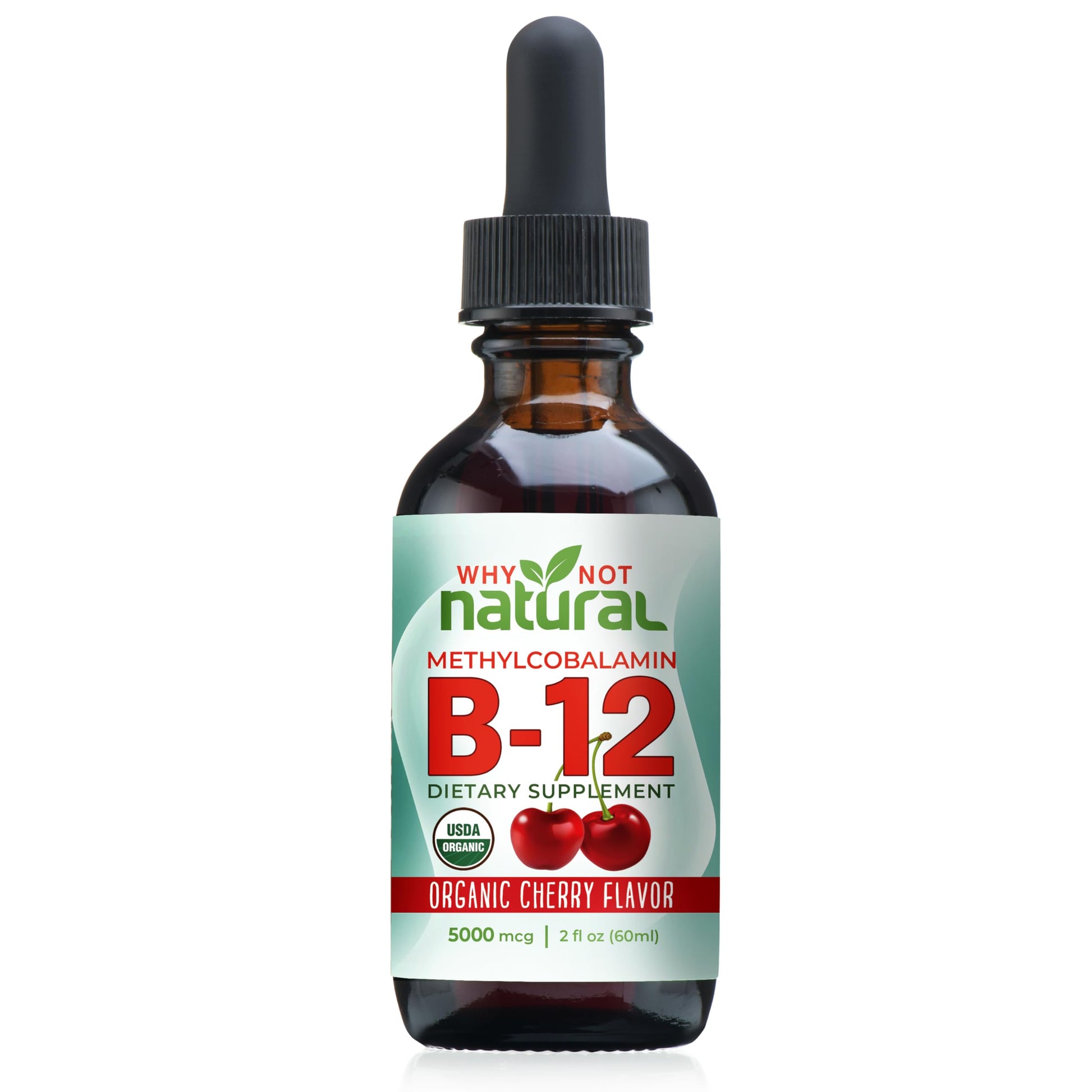 Vitamina A líquida y B12 orgánica Why Not Natural en botella