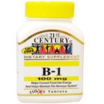 Vitamina B-1 100 mg 21st Century frasco tabletas