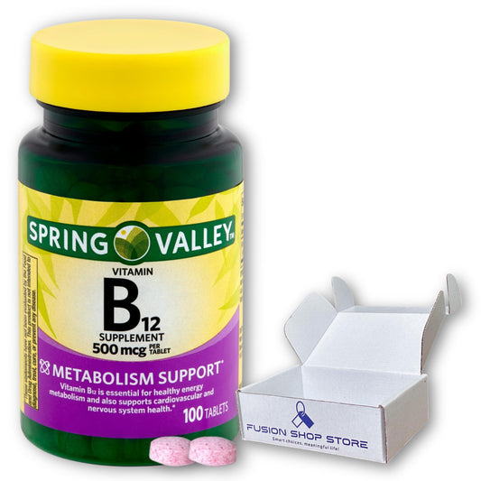 Paquete de Vitamina B12 500 mcg Spring Valley 100 tabletas sublinguales