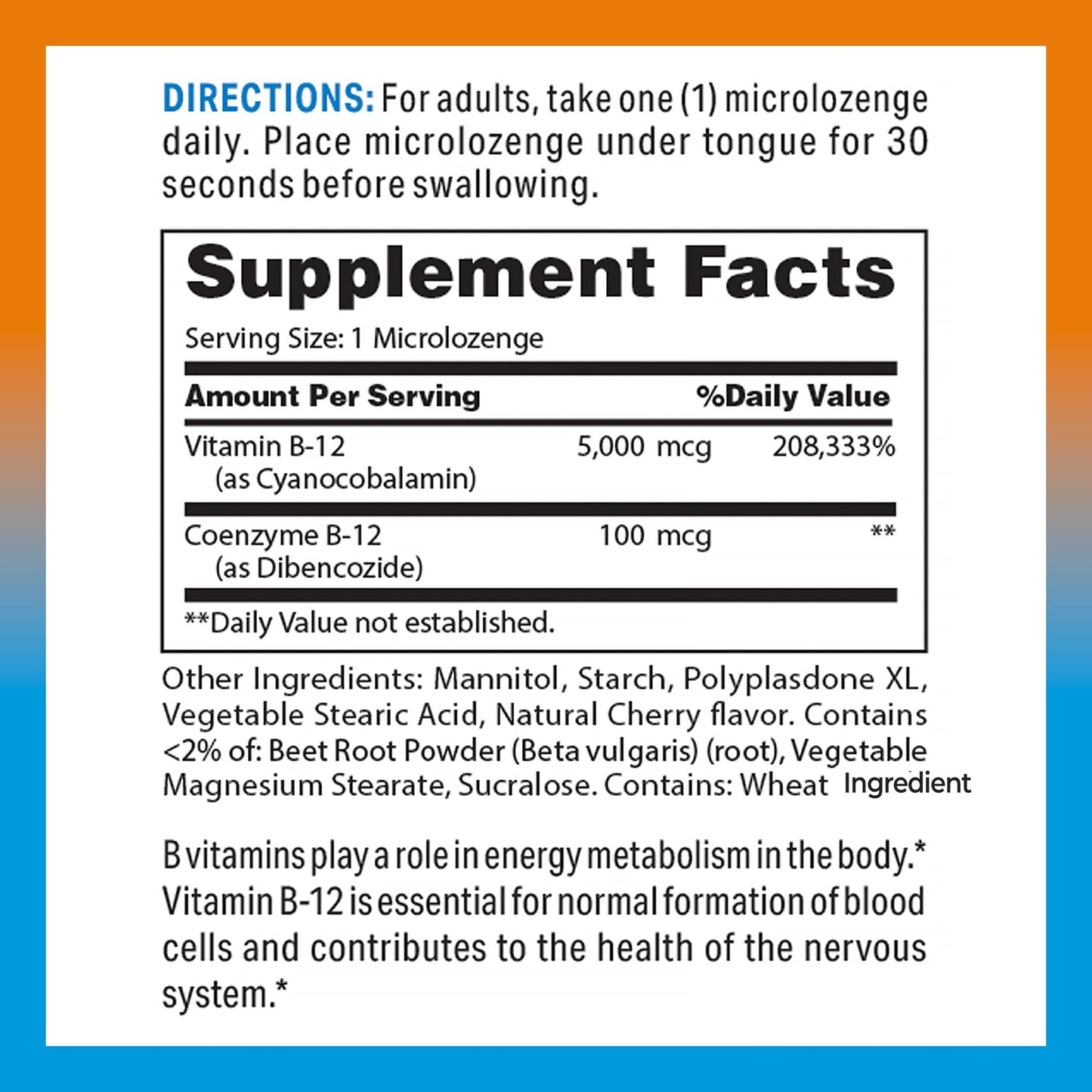 Vitamina B12 alta dosis para metabolismo