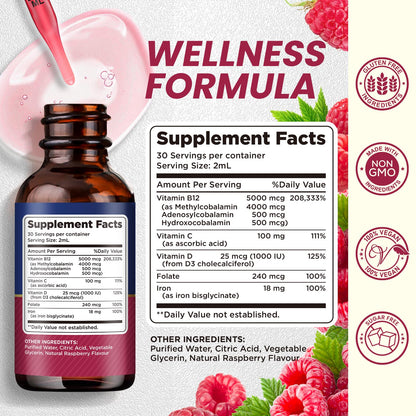 Vitamina B12 con folato y hierro para absorción mejorada