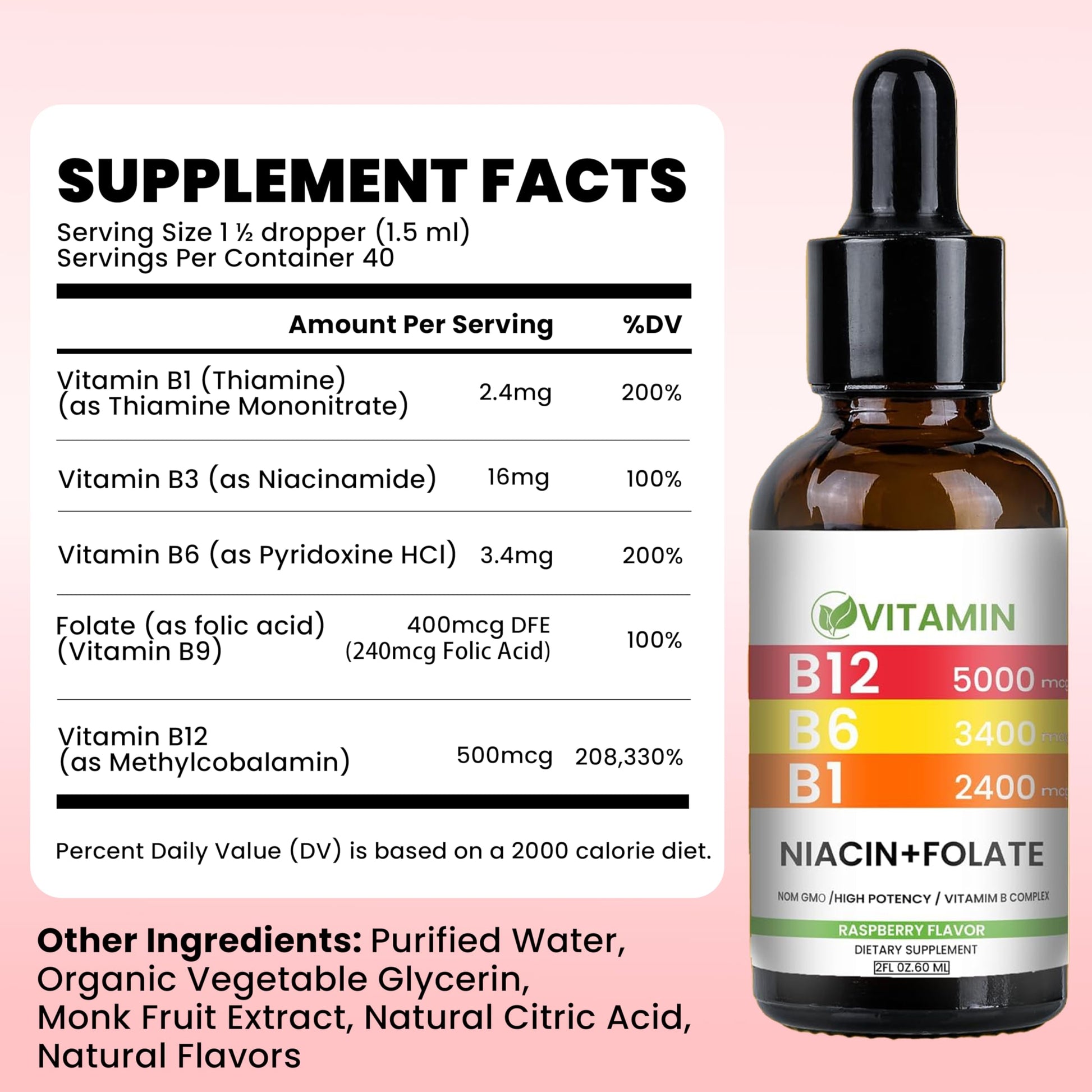 Gotas sublinguales vitamina B12 con B6 para energía y concentración