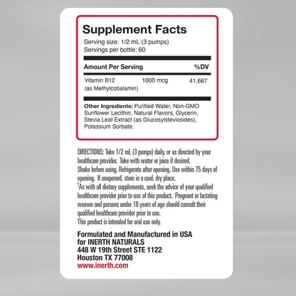 Vitamina B12 InErth para metabolismo y energía