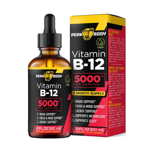Frasco de suplemento líquido vitamina b-12 5000 mcg metilcobalamina