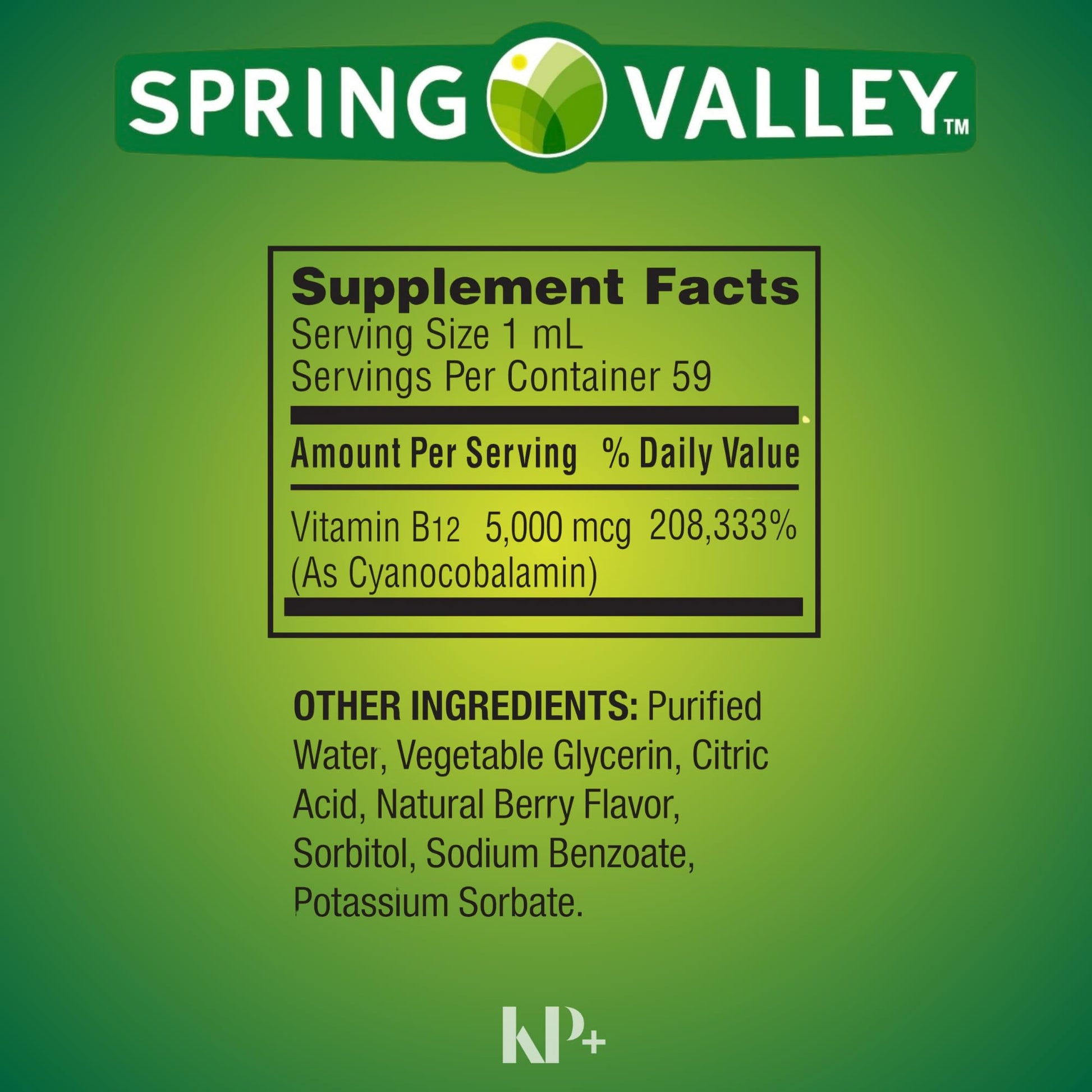 Vitamina B12 líquida KP+ dosis rápida sabor a berries