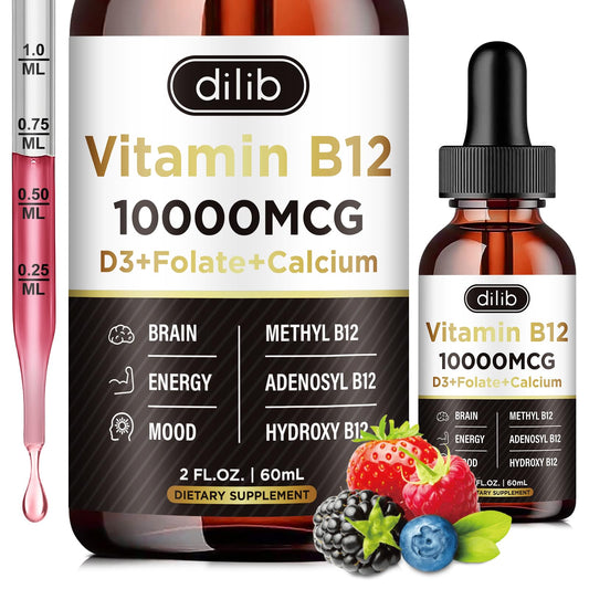 Frasco de complejo de vitamina b12 líquida tríple sabor frutas del bosque