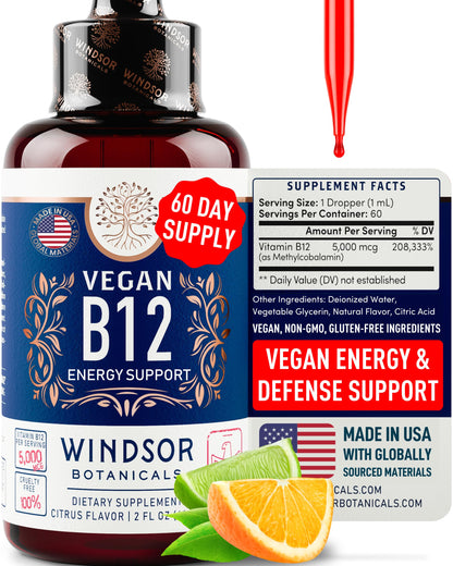 Vitamina B12 líquida vegana gotas 2oz envase rojo