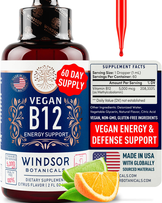 Vitamina B12 líquida vegana gotas 2oz envase rojo