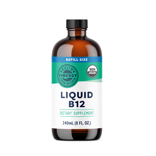 Botella de Vitamina B12 Líquida Vimergy orgánica para apoyo energético