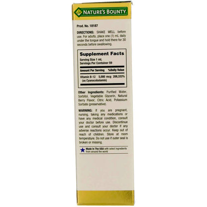 Vitamina B12 líquido sublingual Nature's Bounty 5000 mcg