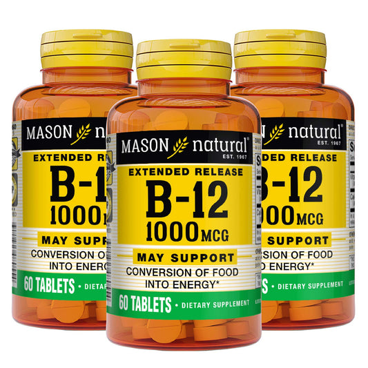 Frasco de vitamina B12 Mason Natural 1000 mcg 180 tabletas