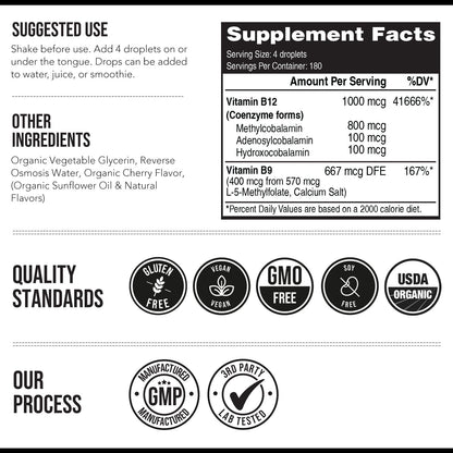 Vitamina B12 máxima absorción BioActive vegana orgánica