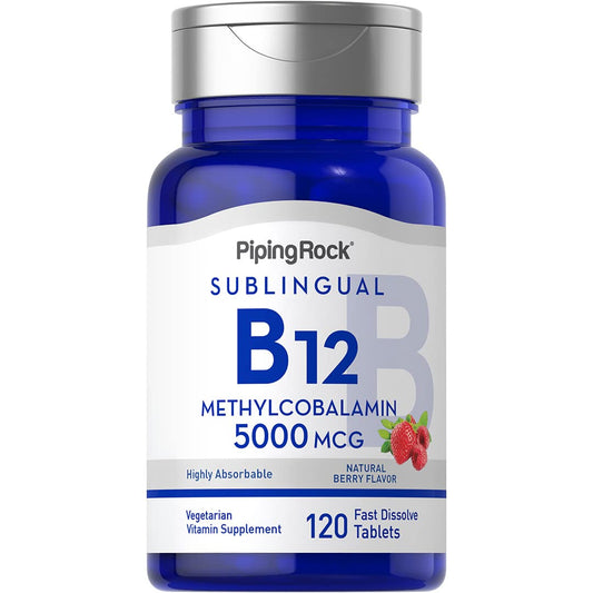 Vitamina B12 Piping Rock 5000mcg 120 tabletas sublinguales