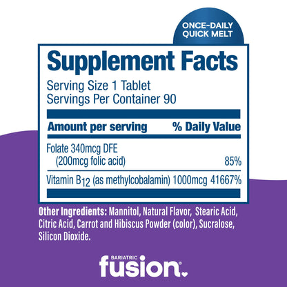 Bariatric Fusion Vitamina B12 sin azúcar sabor uva