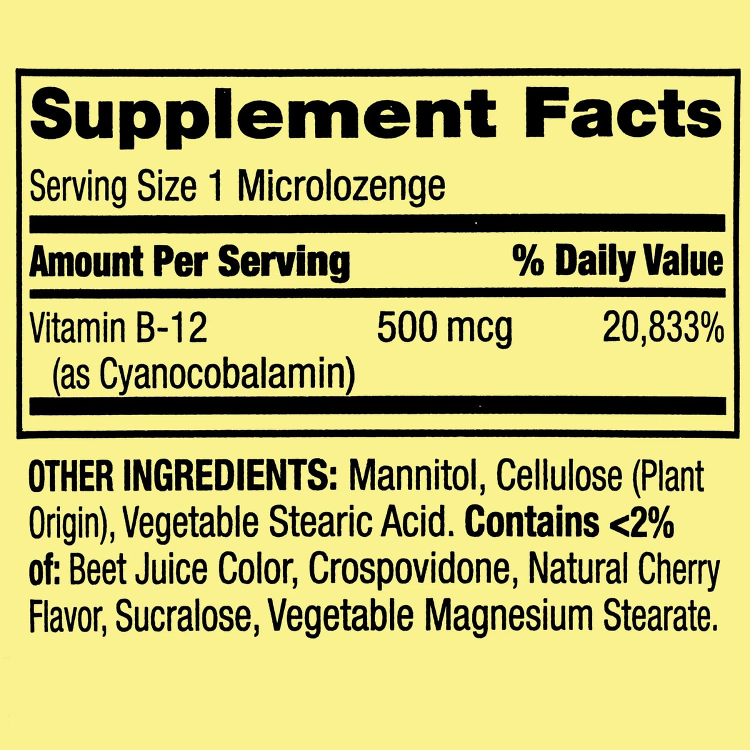 Vitamina B12 Spring Valley micropastillas sin gluten para adultos y niños