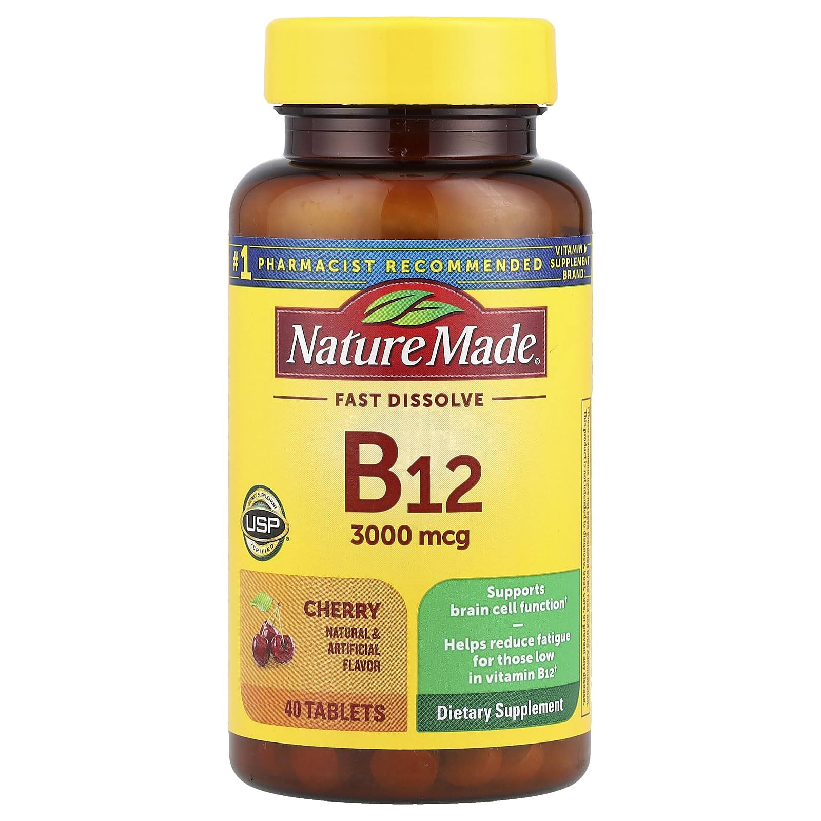 Botella fronta de Vitaminas B12 Sublingual 3000 mcg Nature Made