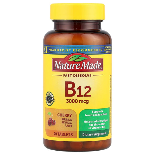 Botella fronta de Vitaminas B12 Sublingual 3000 mcg Nature Made