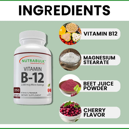 Vitamina B12 sublingual NutraBulk rápida absorción sabor cereza