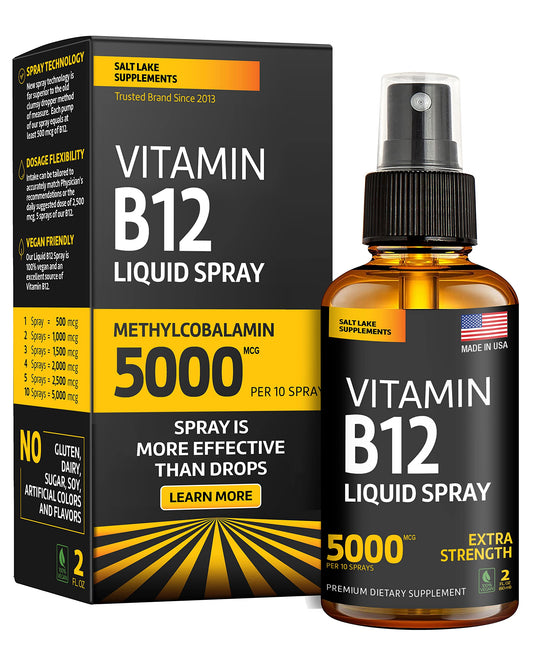 Frasco de vitamina b12 sublingual vegana spray 2 onzas