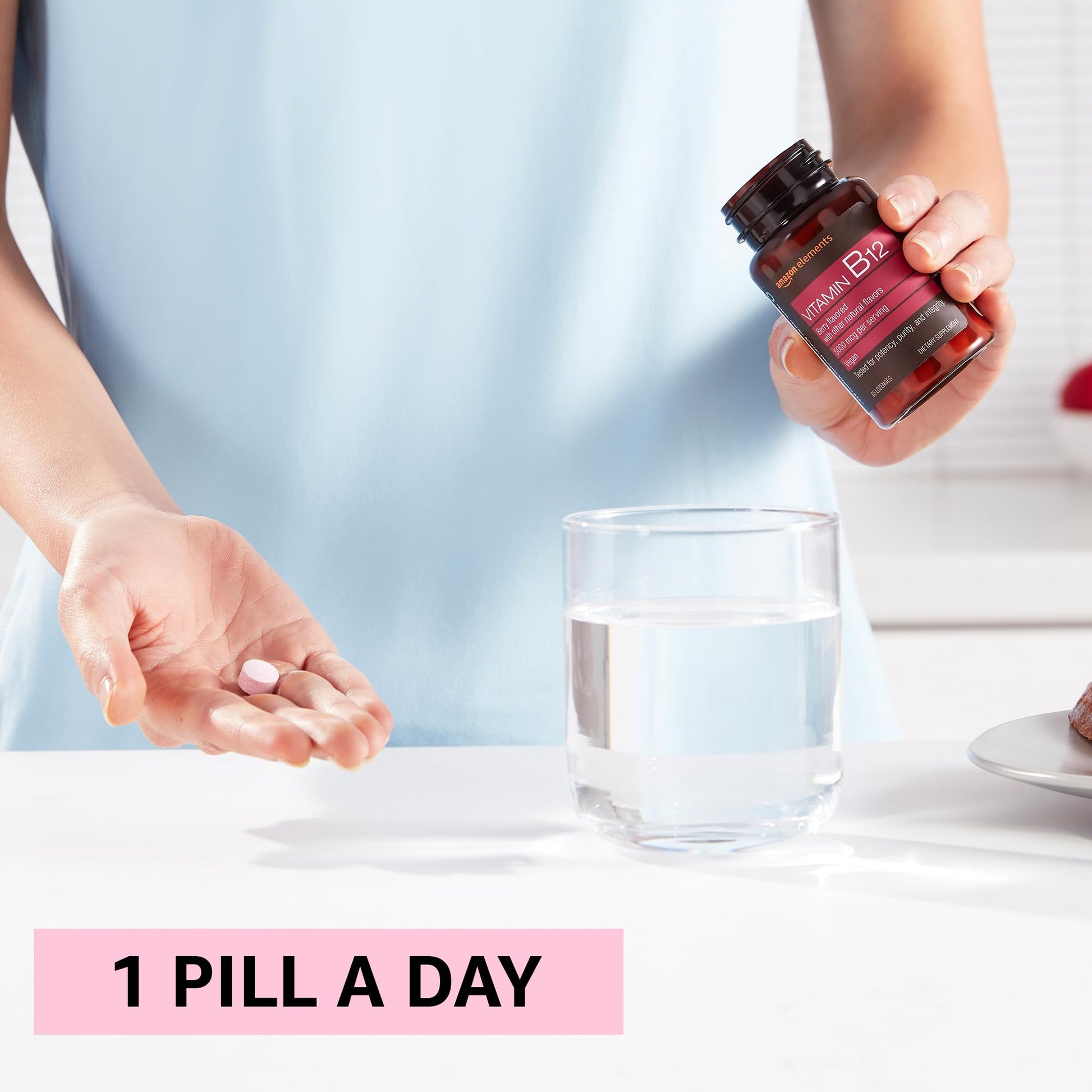 Amazon Elements vitamina B12 suplemento para energía y metabolismo